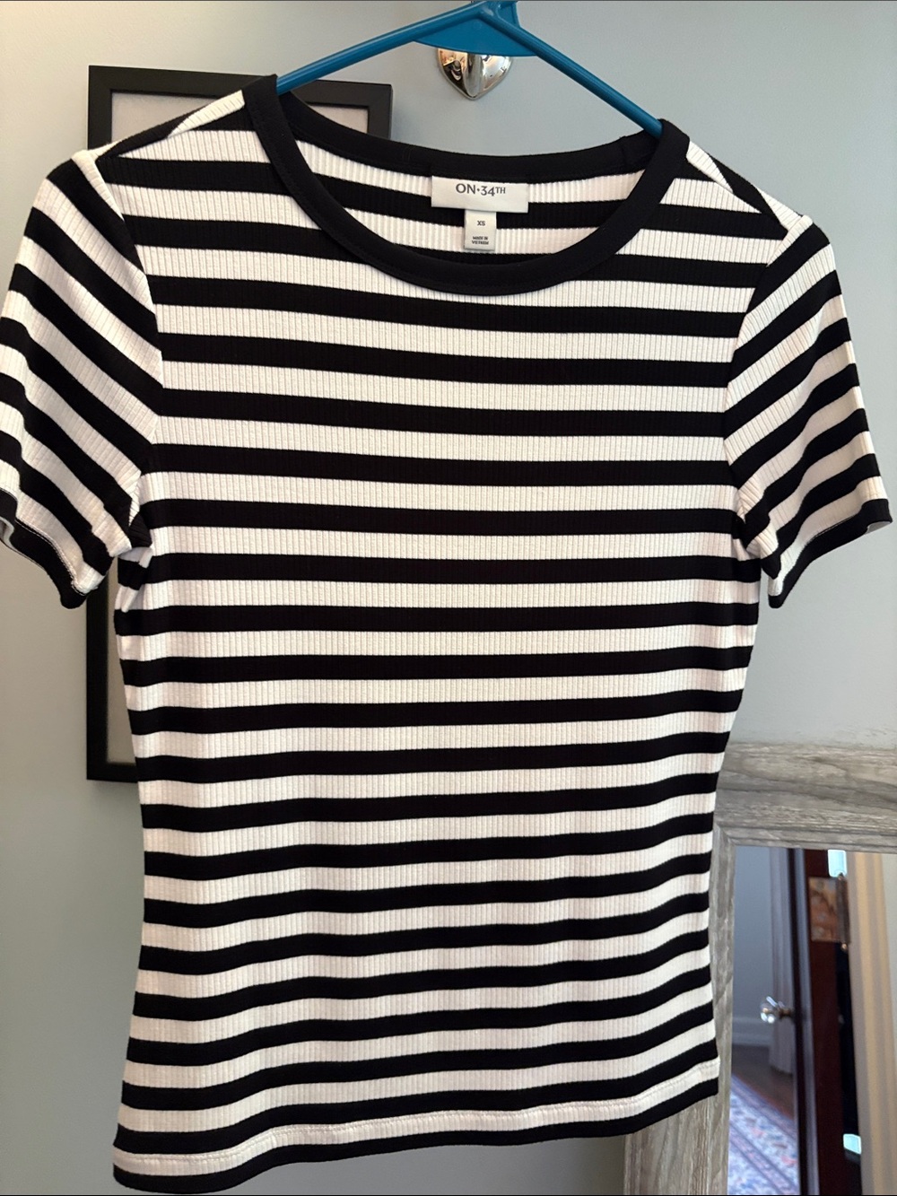 ON-34th Black & White Striped Short Sleeve Tee